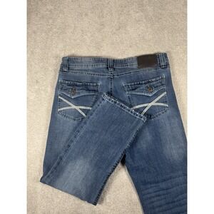 TK Axel Vtg Jeans Mens 36x30 Boot Cut Denim‎ Blue Embroidered Flap Pockets Y2K